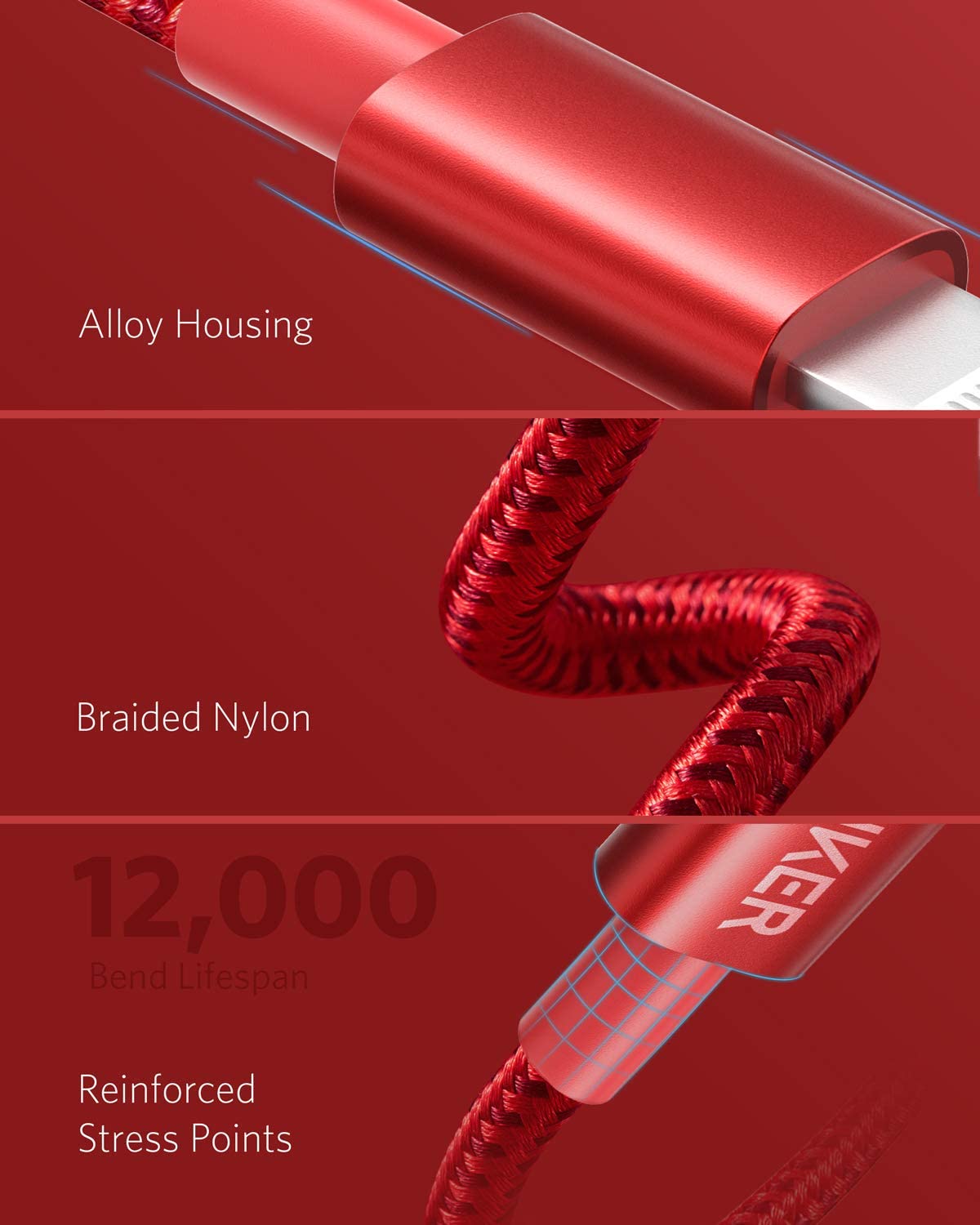 Anker 331 USB-C to Lightning Cable Red