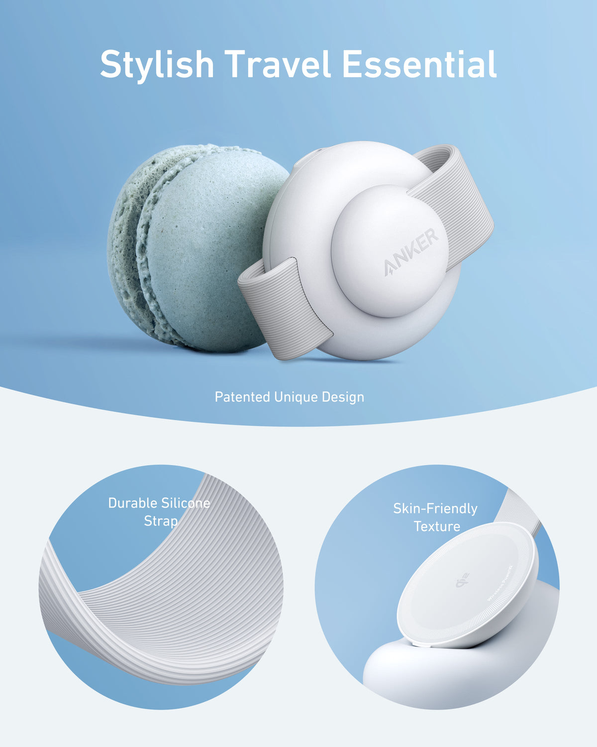 Anker MagGo Wireless Charging Station (3-in-1, Foldable Pad) Aurora White