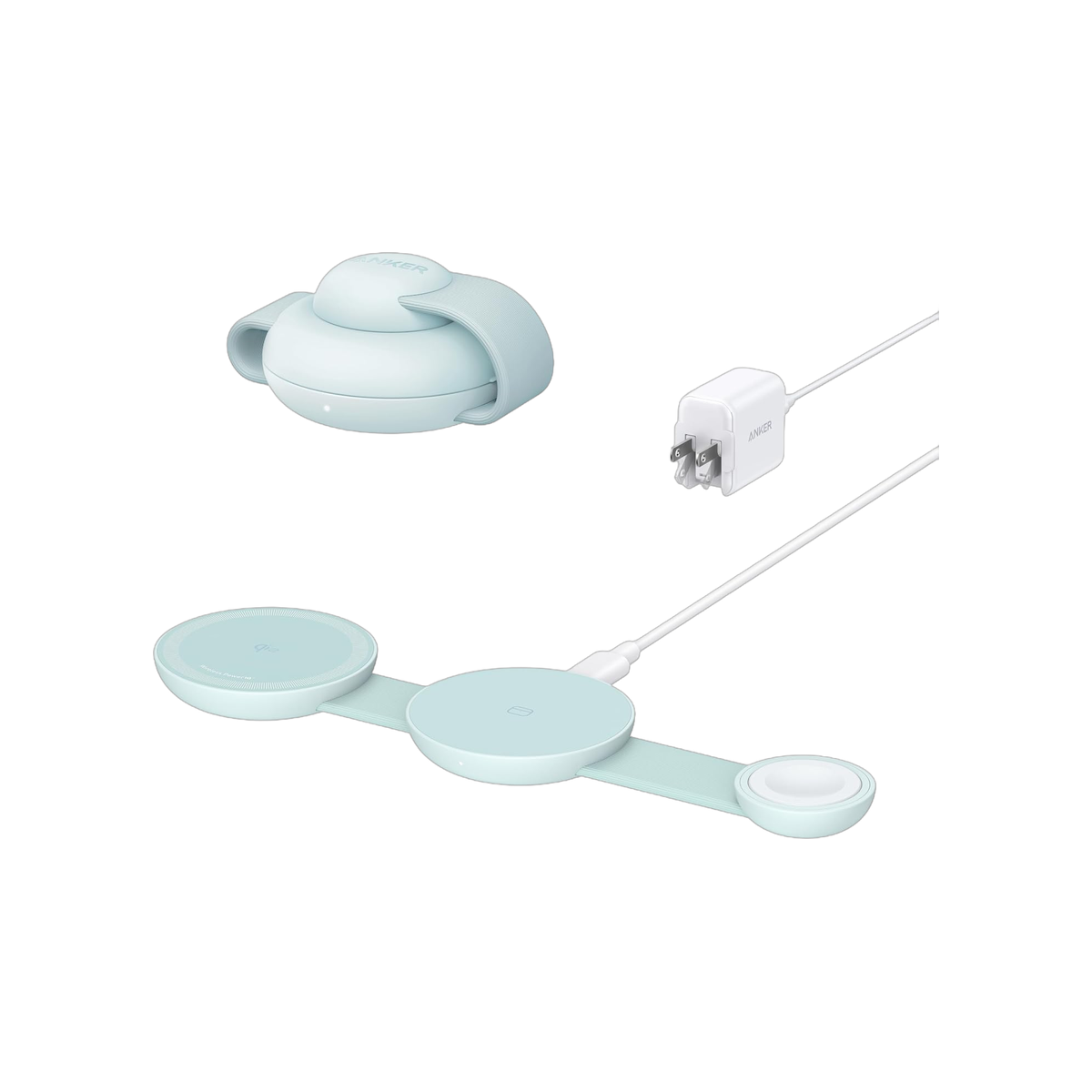 Anker MagGo Wireless Charging Station (3-in-1, Foldable Pad) Teal Oasis