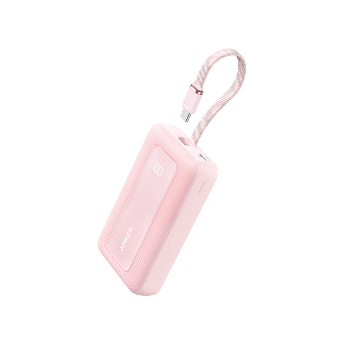 Anker Zolo Power Bank (10,000mAh, 30W) with Built-in USB-C Cable Coral Pink