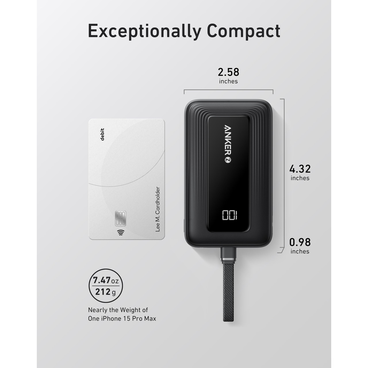 Anker Zolo Power Bank (10,000mAh, 30W) with Built-in USB-C Cable