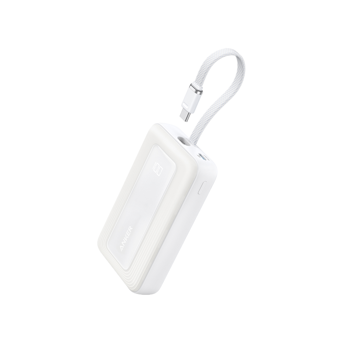 Anker Zolo Power Bank (10,000mAh, 30W) with Built-in USB-C Cable White