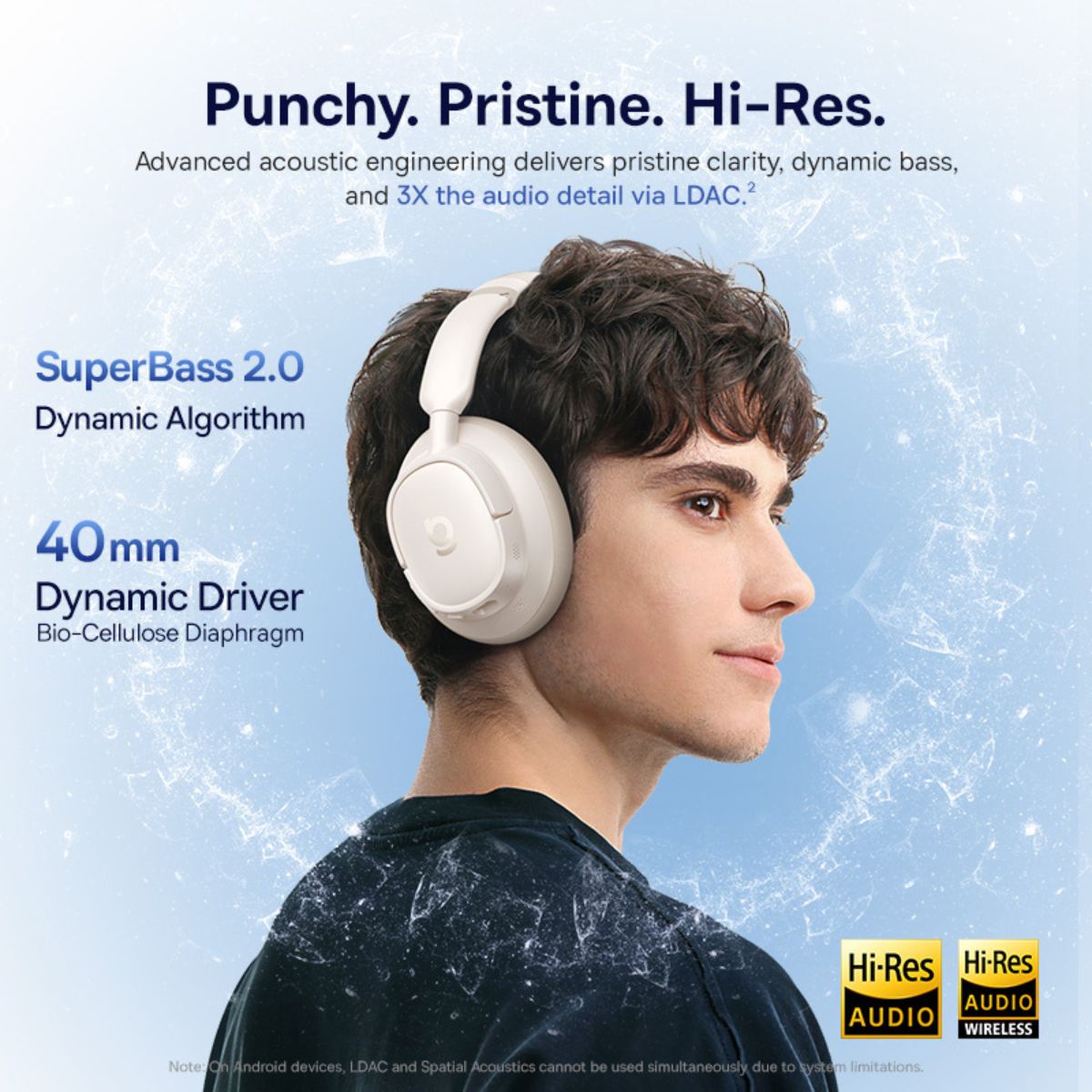 Baseus Bass BH1 NC Wireless Noise Cancelling Headphones White
