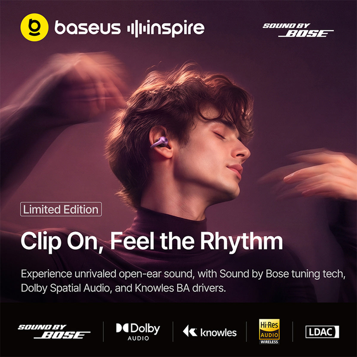 Baseus Inspire XC1 Open-Ear Earbuds Dark Cherry Edition
