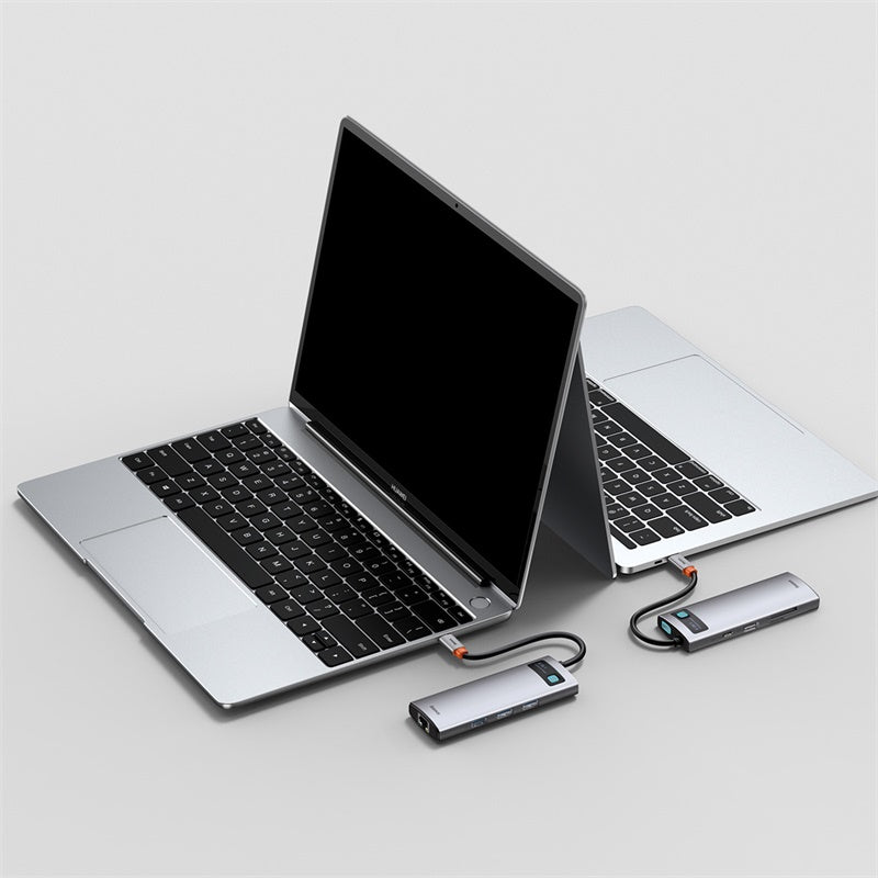 Baseus Metal Gleam 8 in 1 Multifunctional USB Type-C Hub Grey (CAHUB-CV0G) Default