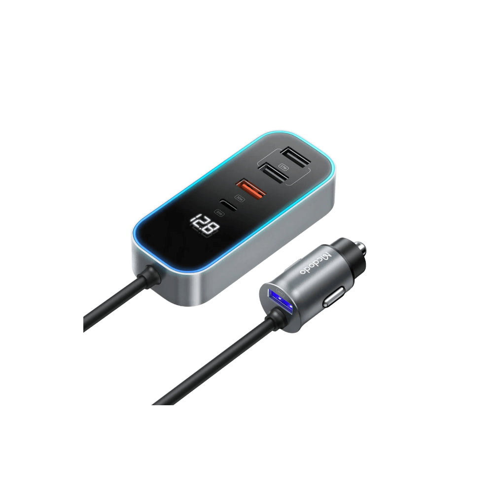 Mcdodo 107W digital display car charger with extension cord (4 USB+1 C)
