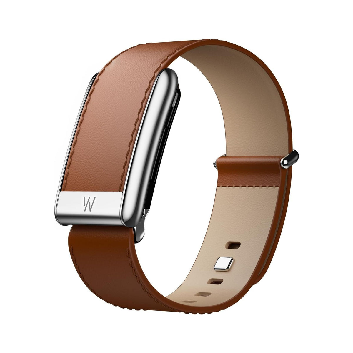 WHOOP 5.0 LeatherLuxe Straight Band Black / Cream with Titanium - L