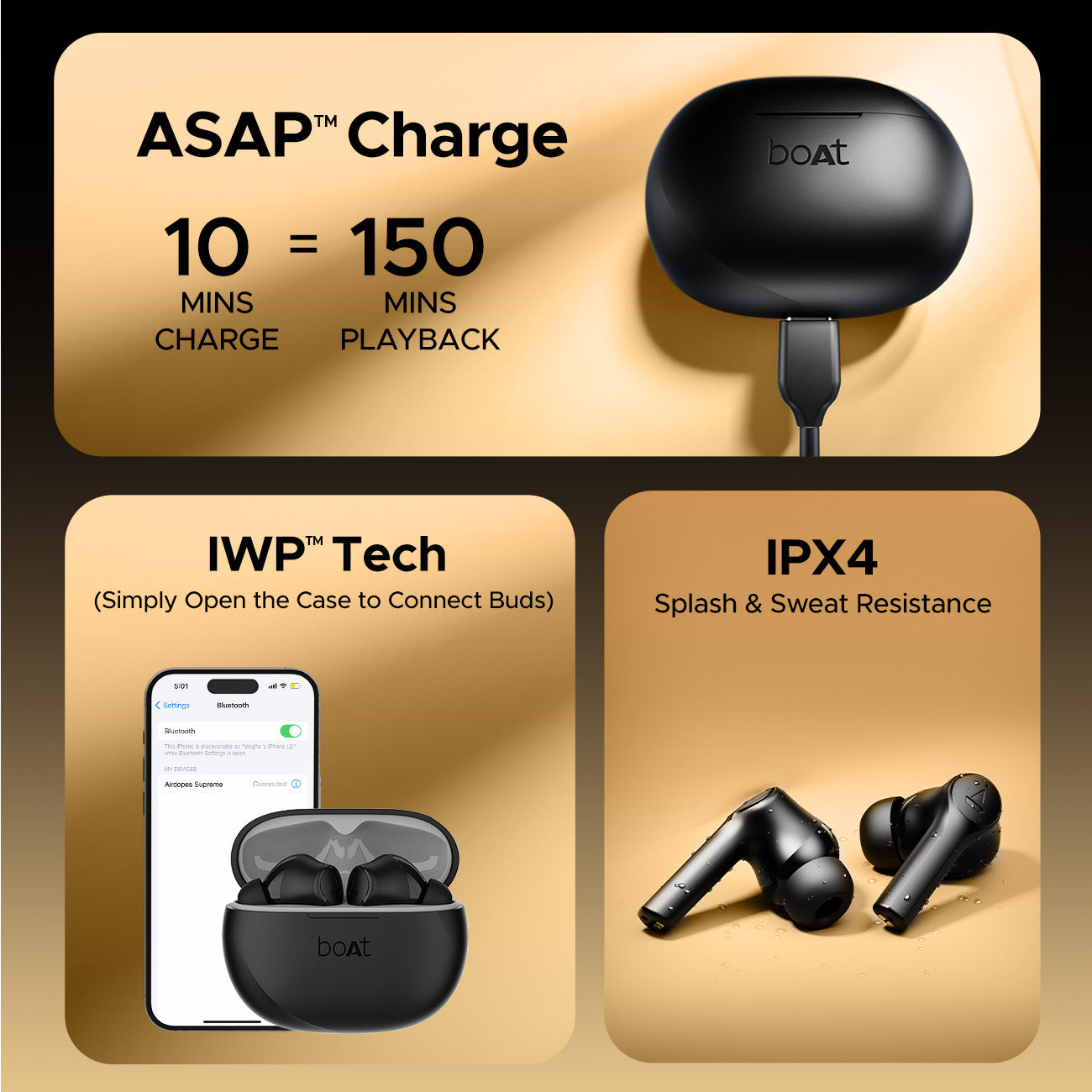 boAt Airdopes Supreme Wireless Earbuds Classic Black
