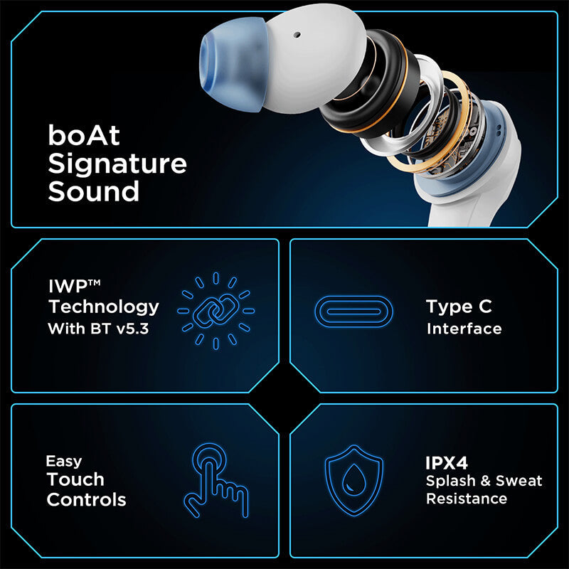 boAt Immortal 131 Wireless Gaming Earbuds White Sabre