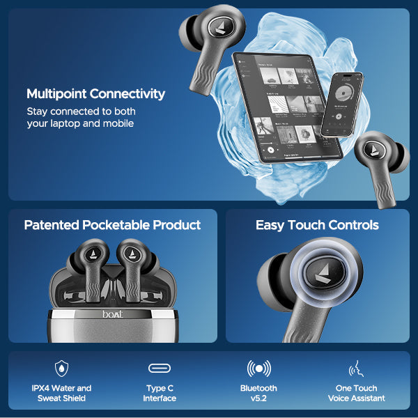 boAt Nirvana Ion ANC Wireless Earbuds Crystal Black