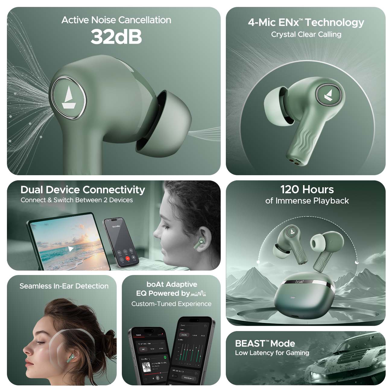 boAt Nirvana Ion ANC Wireless Earbuds Northern Lights