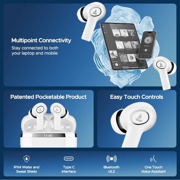 boAt Nirvana Ion ANC Wireless Earbuds Quartz White