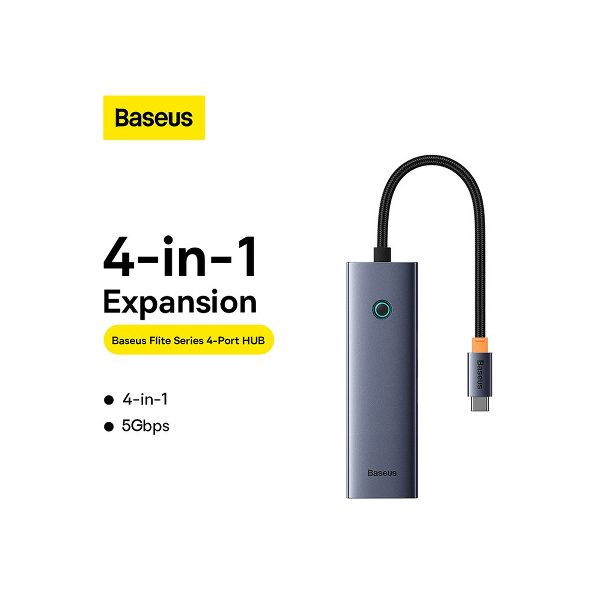 baseus-flite-4-port-hub Space Grey