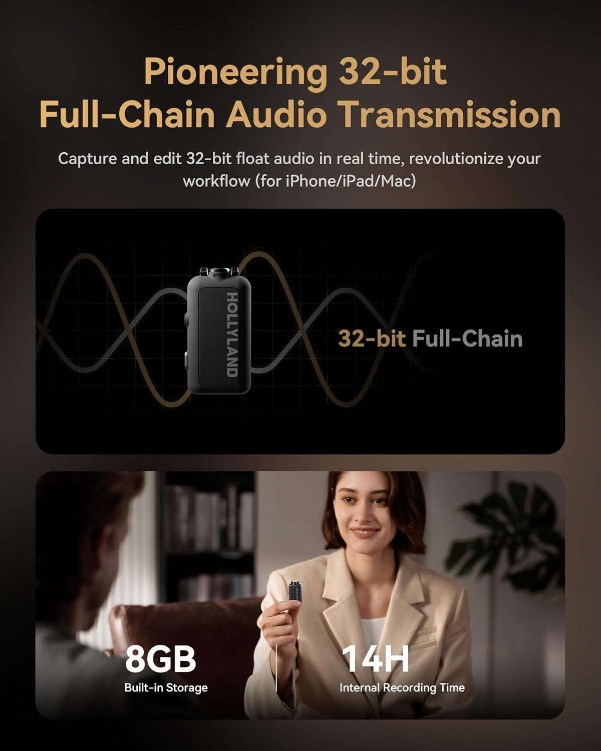 Hollyland Lark MAX 2 Wireless Microphone Solo (1TX + Camera RX)