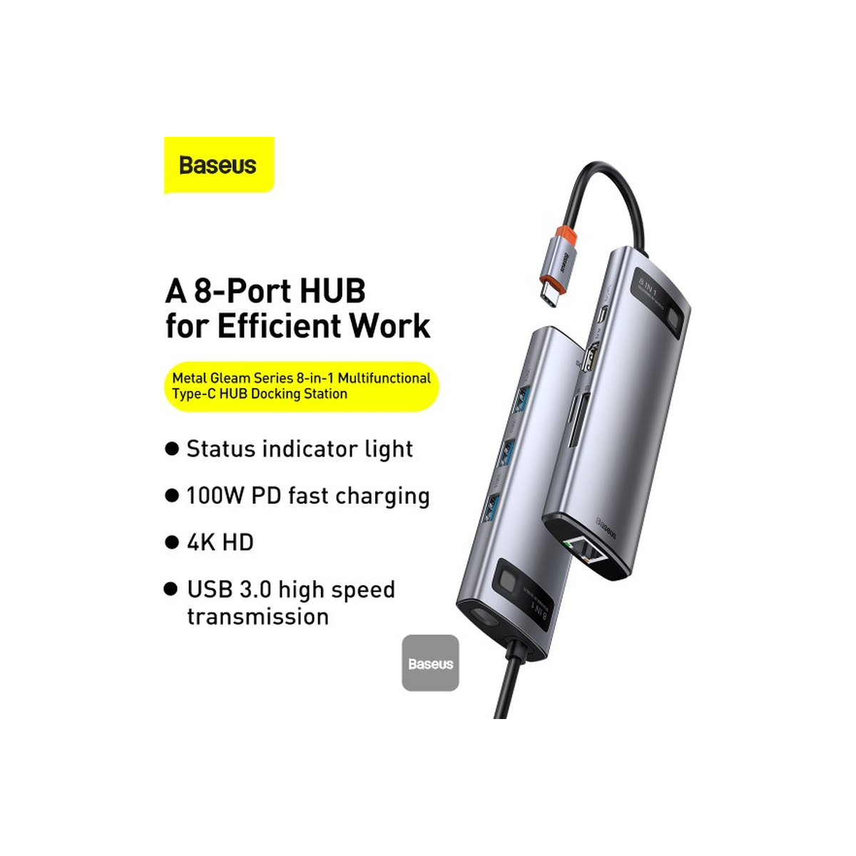 baseus-metal-gleam-8in1-usb-c-hub Space Grey