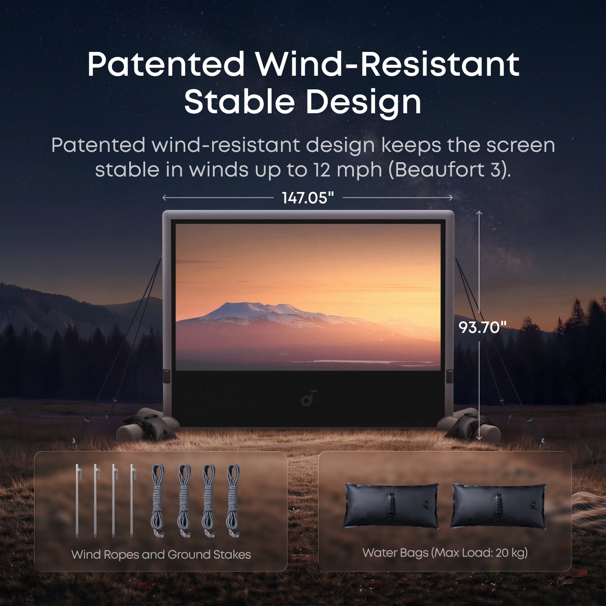 soundcore Nebula 120-Inch Silent Inflatable Projector Screen features