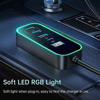 Mcdodo 107W digital display car charger with extension cord (4 USB+1 C)