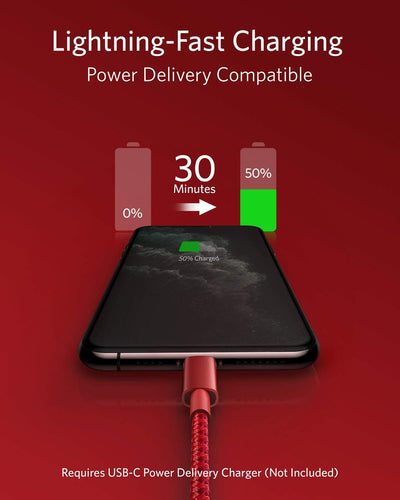 Anker 331 USB-C to Lightning Cable Red