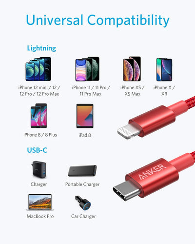 Anker 331 USB-C to Lightning Cable Red
