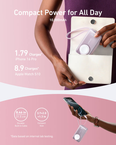 Anker MagGo Power Bank (10,000mAh, 35W) Pink Aura