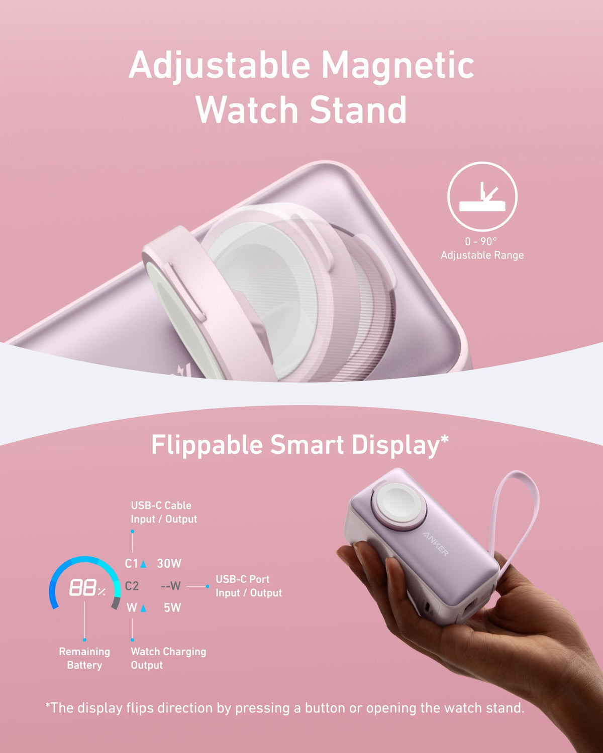 Anker MagGo Power Bank (10,000mAh, 35W) Pink Aura