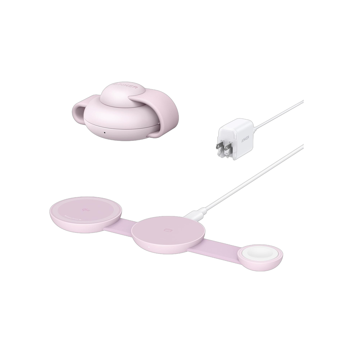 Anker MagGo Wireless Charging Station (3-in-1, Foldable Pad) Pink Aura