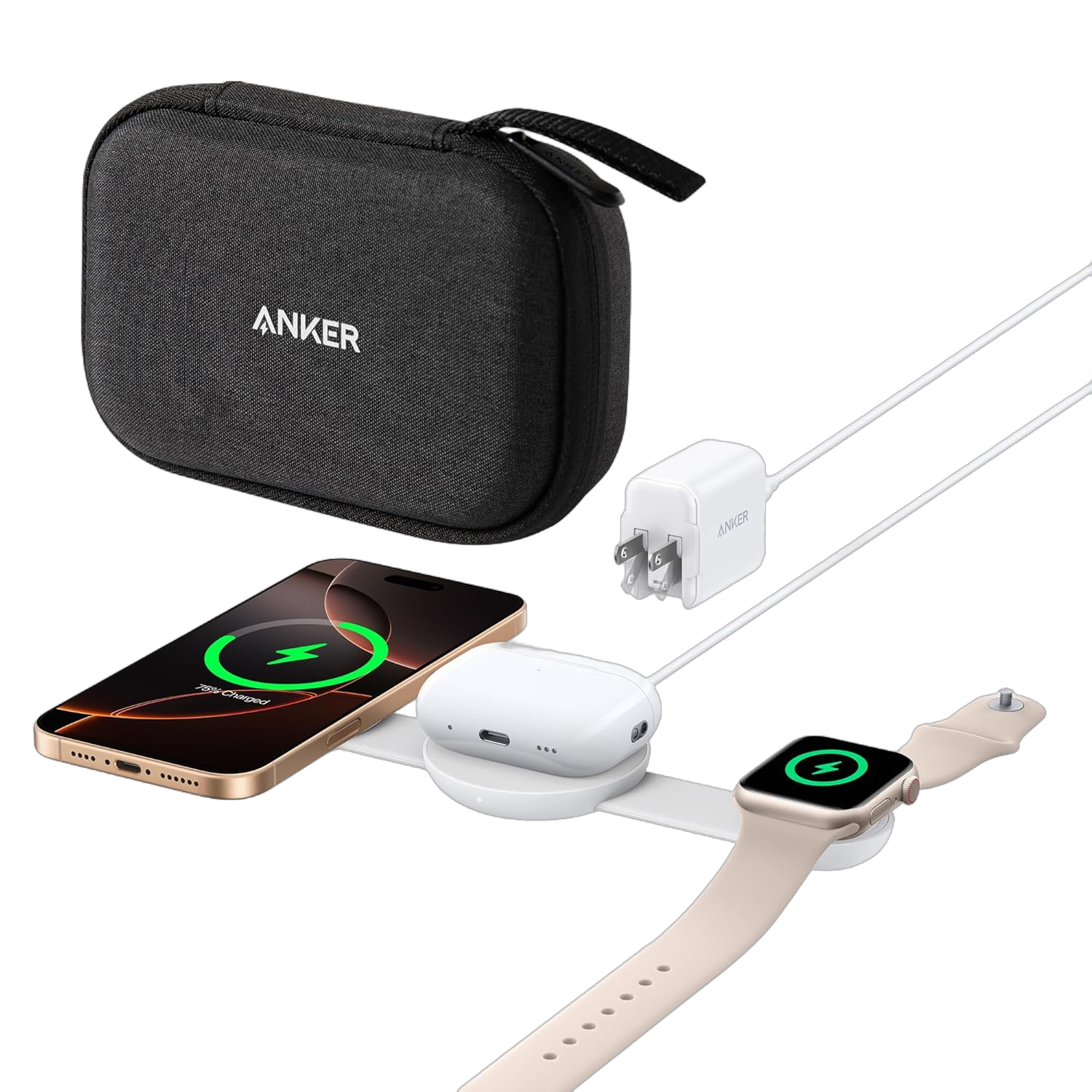 Anker MagGo Wireless Charging Station (3-in-1, Foldable Pad) Teal Oasis