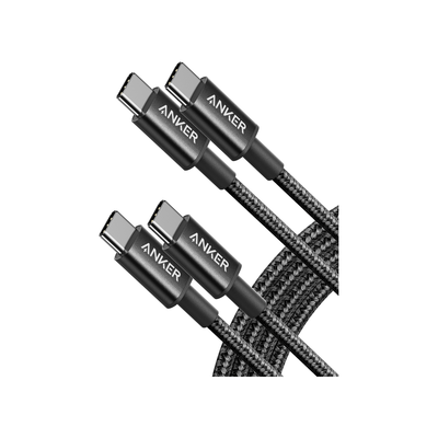 Anker Nylon USB-C to USB-C Cable (60W, 2-Pack) Black