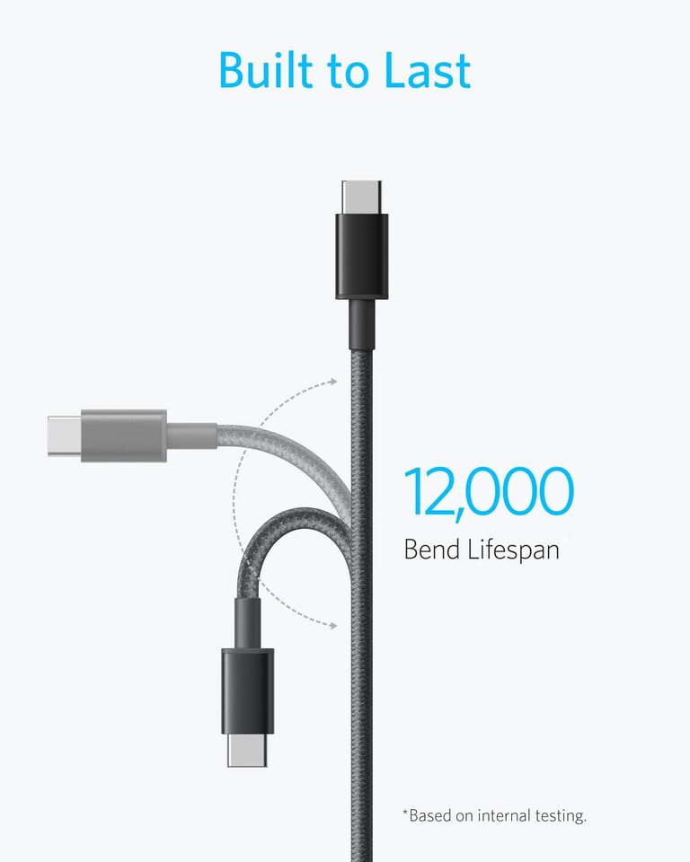Anker Nylon USB-C to USB-C Cable (60W, 2-Pack) Black