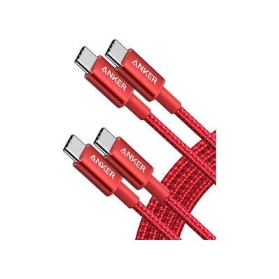 Anker Nylon USB-C to USB-C Cable (60W, 2-Pack) Red