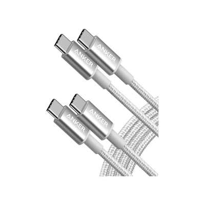 Anker Nylon USB-C to USB-C Cable (60W, 2-Pack) Silver