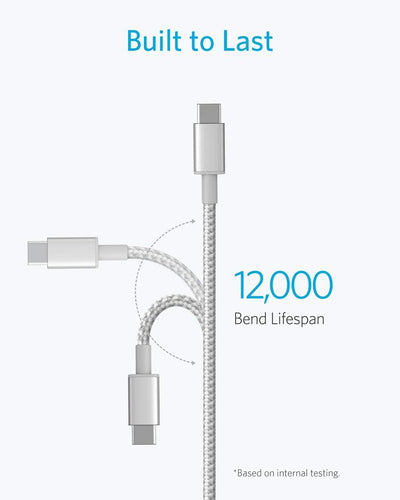 Anker Nylon USB-C to USB-C Cable (60W, 2-Pack) Silver