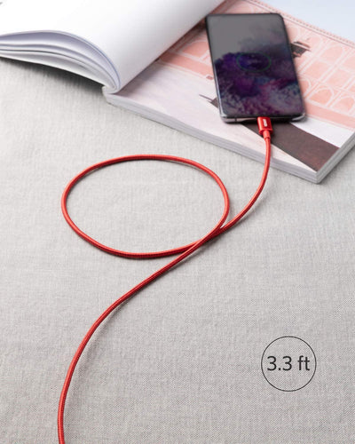Anker PowerLine Nylon USB-C to USB-C Cable (60W, 3.3ft, 2-Pack) Red