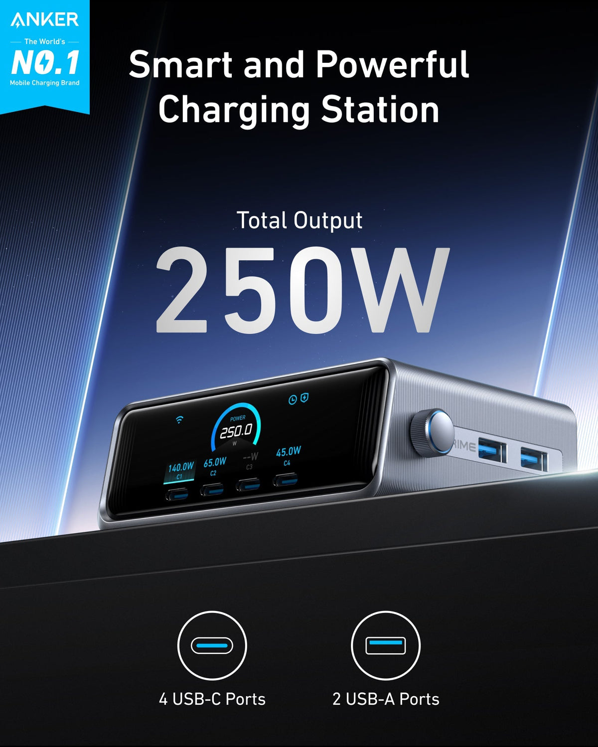 Anker Prime Charger (250W, 6 Ports, GaNPrime) Default