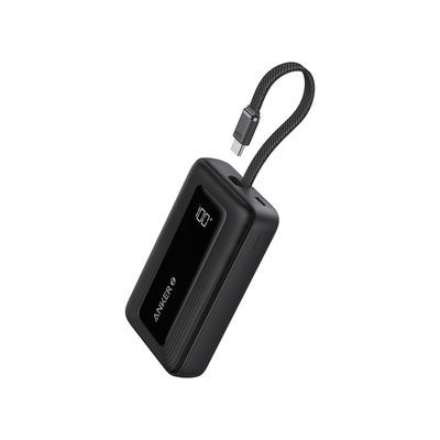 Anker Zolo Power Bank (10,000mAh, 30W) with Built-in USB-C Cable Black