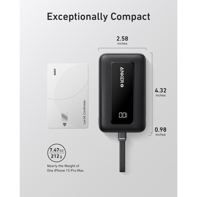 Anker Zolo Power Bank (10,000mAh, 30W) with Built-in USB-C Cable