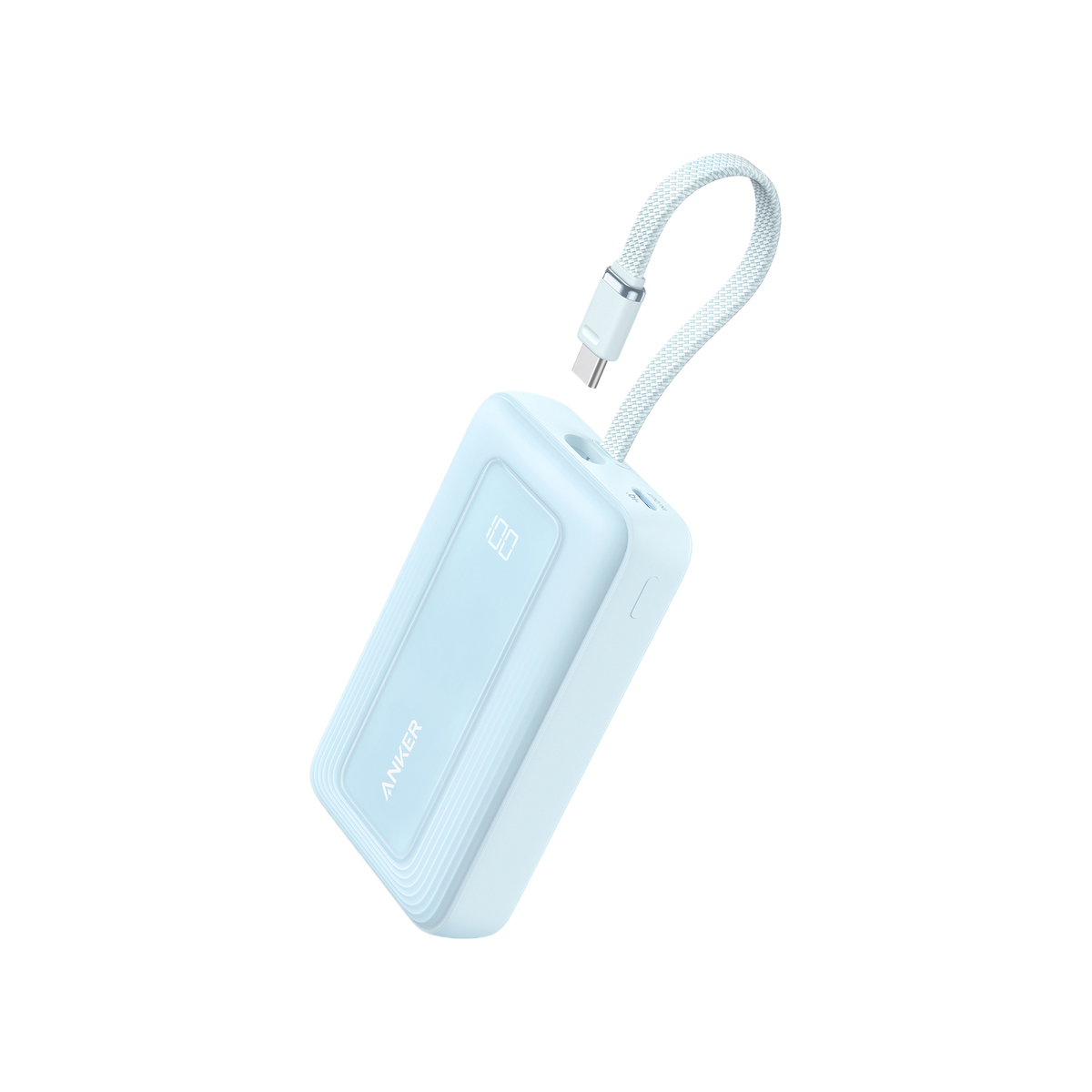 Anker Zolo Power Bank (10,000mAh, 30W) with Built-in USB-C Cable Misty Blue