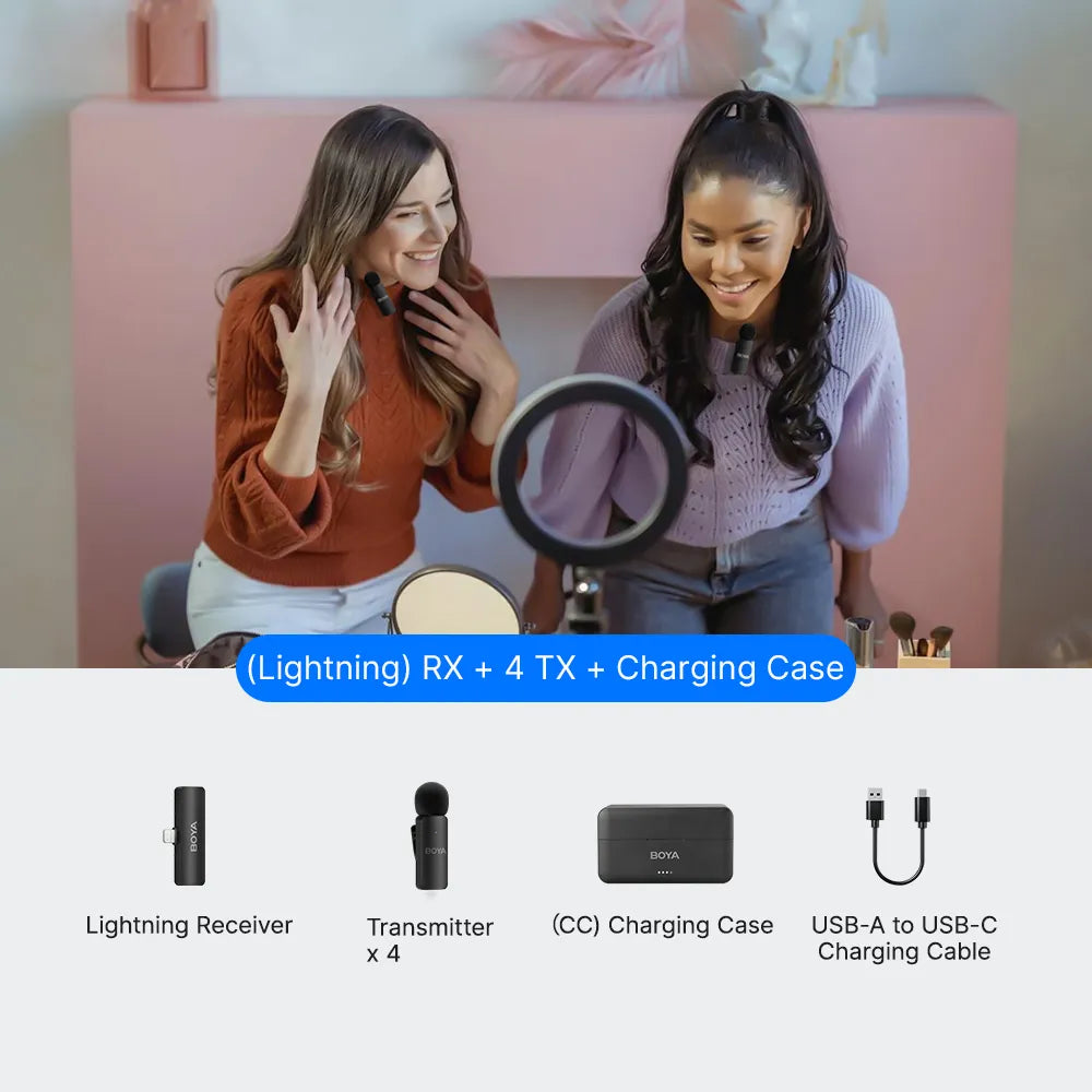 BY-V4 BY-V4D | (Lightning) RX + 4 TX + Charging case