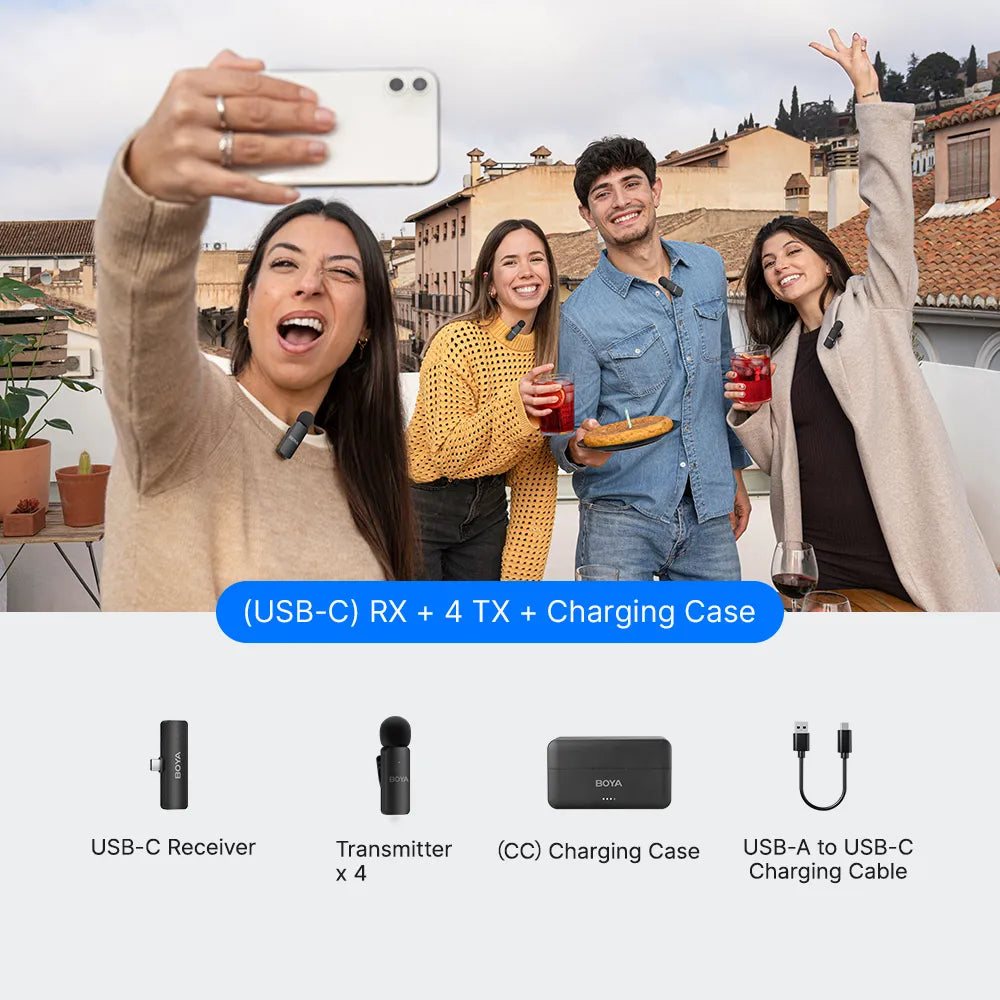 BY-V4 BY-V4U | (USB-C) RX + 4 TX + Charging case