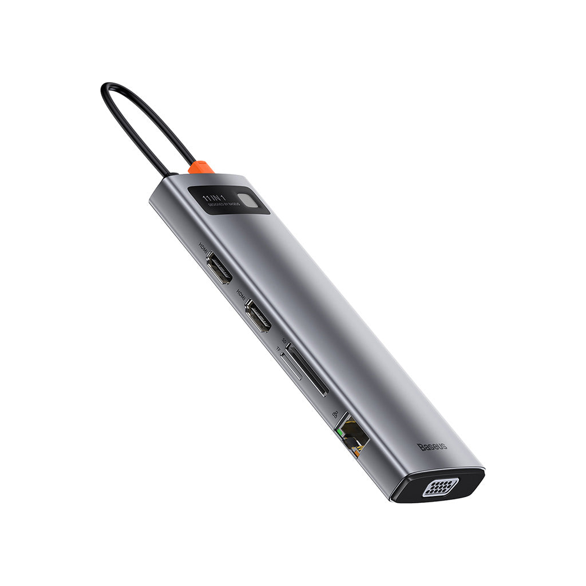 Baseus Metal Gleam 11 in 1 Multifunctional USB Type-C Hub Grey -(CAHUB-CT0G) Default
