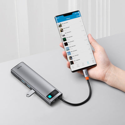 Baseus Metal Gleam 11 in 1 Multifunctional USB Type-C Hub Grey -(CAHUB-CT0G) Default
