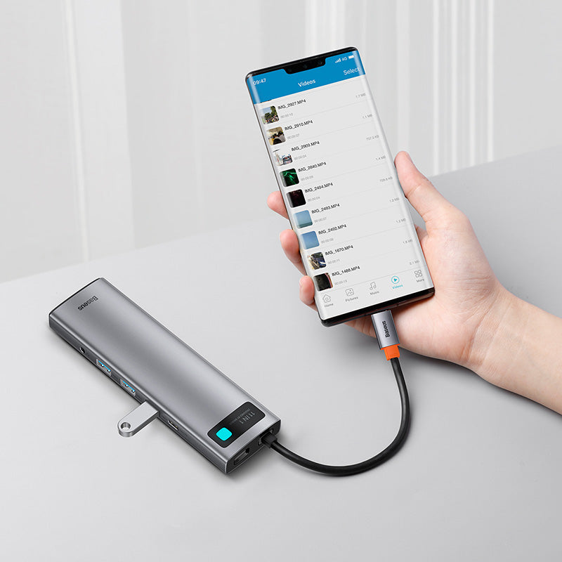 Baseus Metal Gleam 11 in 1 Multifunctional USB Type-C Hub Grey -(CAHUB-CT0G) Default