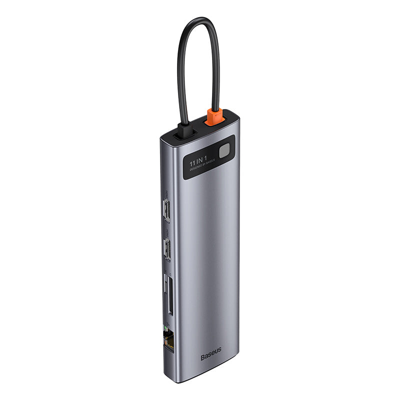 Baseus Metal Gleam 11 in 1 Multifunctional USB Type-C Hub Grey -(CAHUB-CT0G) Default