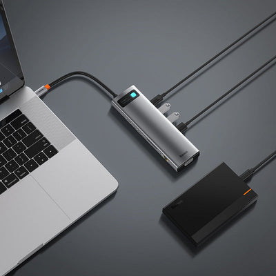 Baseus Metal Gleam 11 in 1 Multifunctional USB Type-C Hub Grey -(CAHUB-CT0G) Default