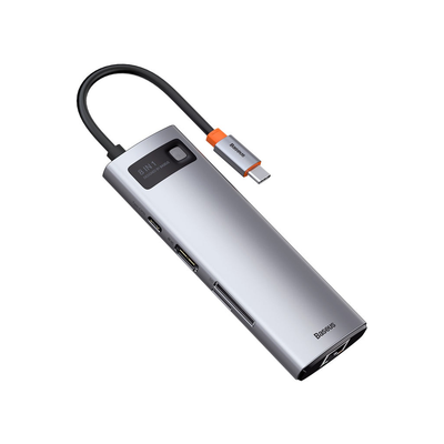 Baseus Metal Gleam 8 in 1 Multifunctional USB Type-C Hub Grey (CAHUB-CV0G) Default