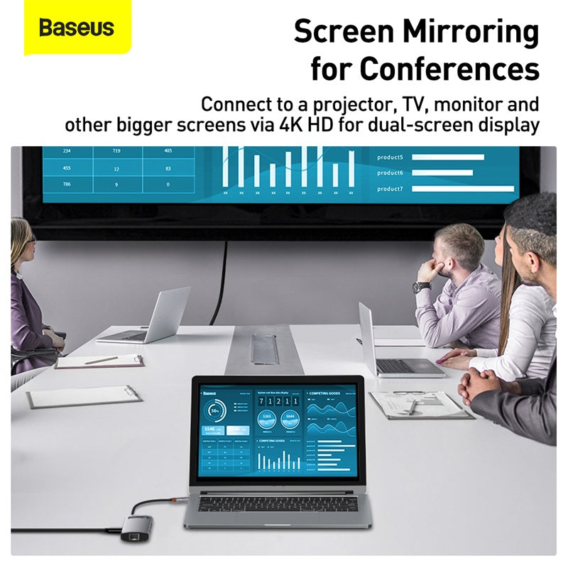 Baseus Metal Gleam 8 in 1 Multifunctional USB Type-C Hub Grey (CAHUB-CV0G) Default