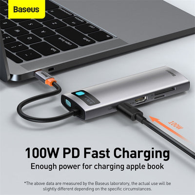 Baseus Metal Gleam 8 in 1 Multifunctional USB Type-C Hub Grey (CAHUB-CV0G) Default