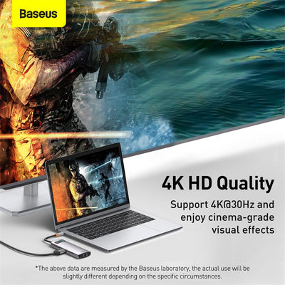 Baseus Metal Gleam 8 in 1 Multifunctional USB Type-C Hub Grey (CAHUB-CV0G) Default