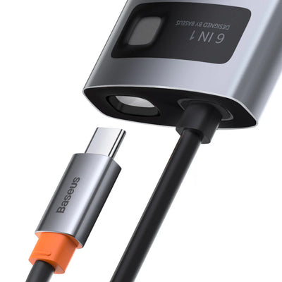 Baseus Metal Gleam Series 6-in-1 Multifunctional Type-C HUB Docking Station（Type-C to HDMI*1+USB3.0*3+PD*1+VGA*1） Default