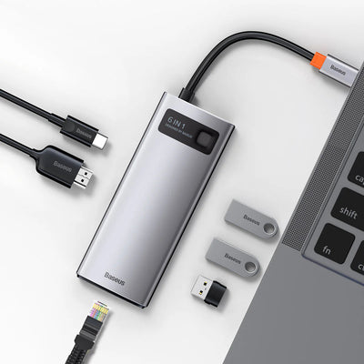Baseus Metal Gleam Series 6-in-1 Multifunctional Type-C HUB Docking Station（Type-C to HDMI*1+USB3.0*3+PD*1+VGA*1） Default